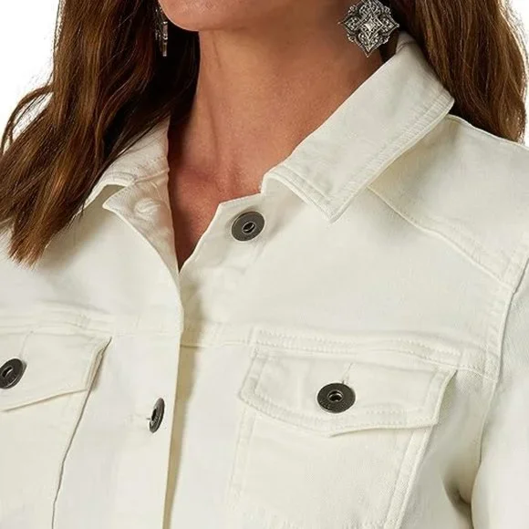 Wrangler Authentic White Women's Medium Stretch Denim Jacket - Picture 4 of 7